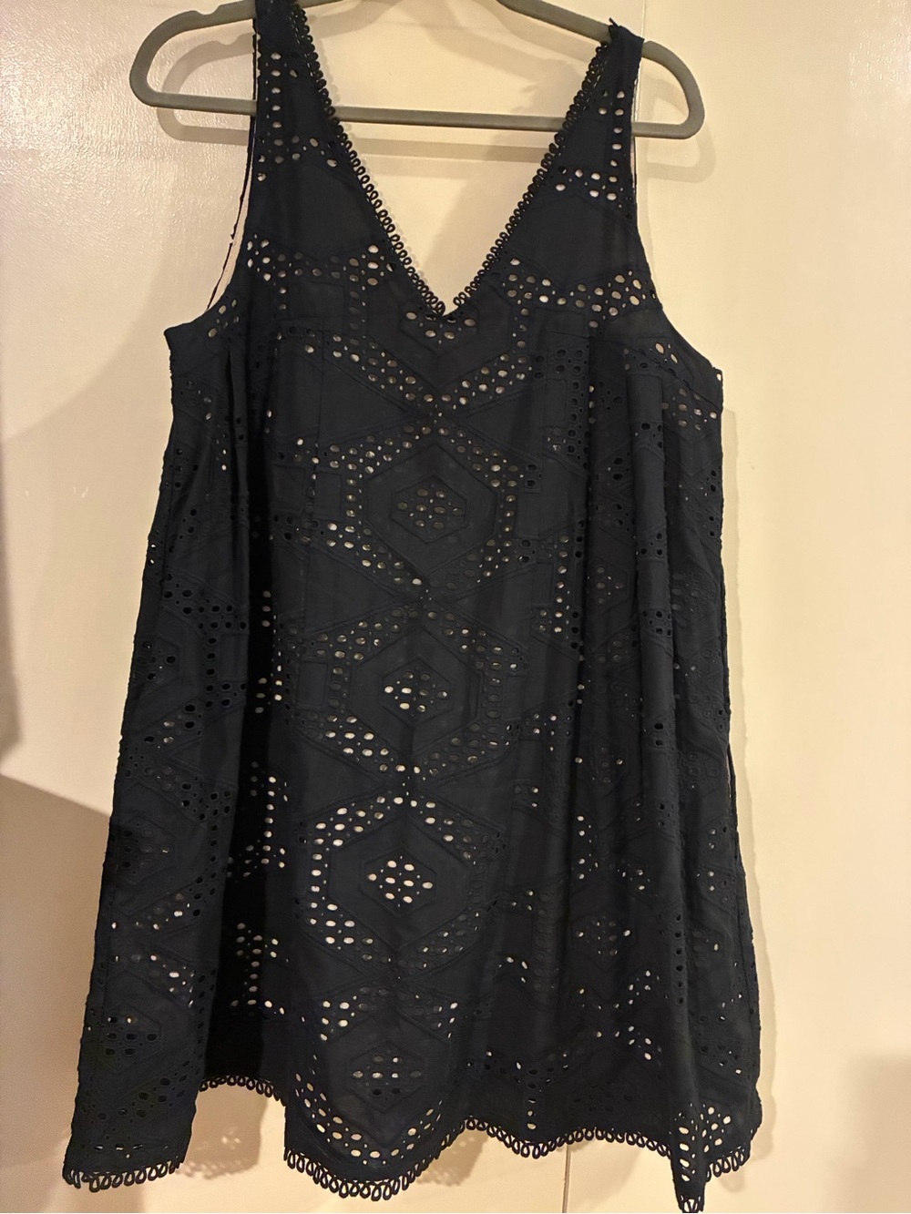 Maeve Black Eyelet V-Neck Mini Dress